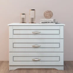 Garnero Arredamenti Comò|Comò-Comò classico 99x78h cm 3 cassetti bianco opaco Friuli