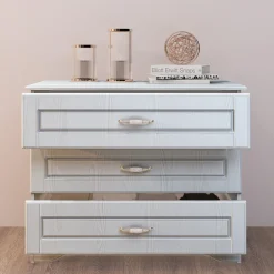 Garnero Arredamenti Comò|Comò-Comò classico 99x78h cm 3 cassetti bianco opaco Friuli
