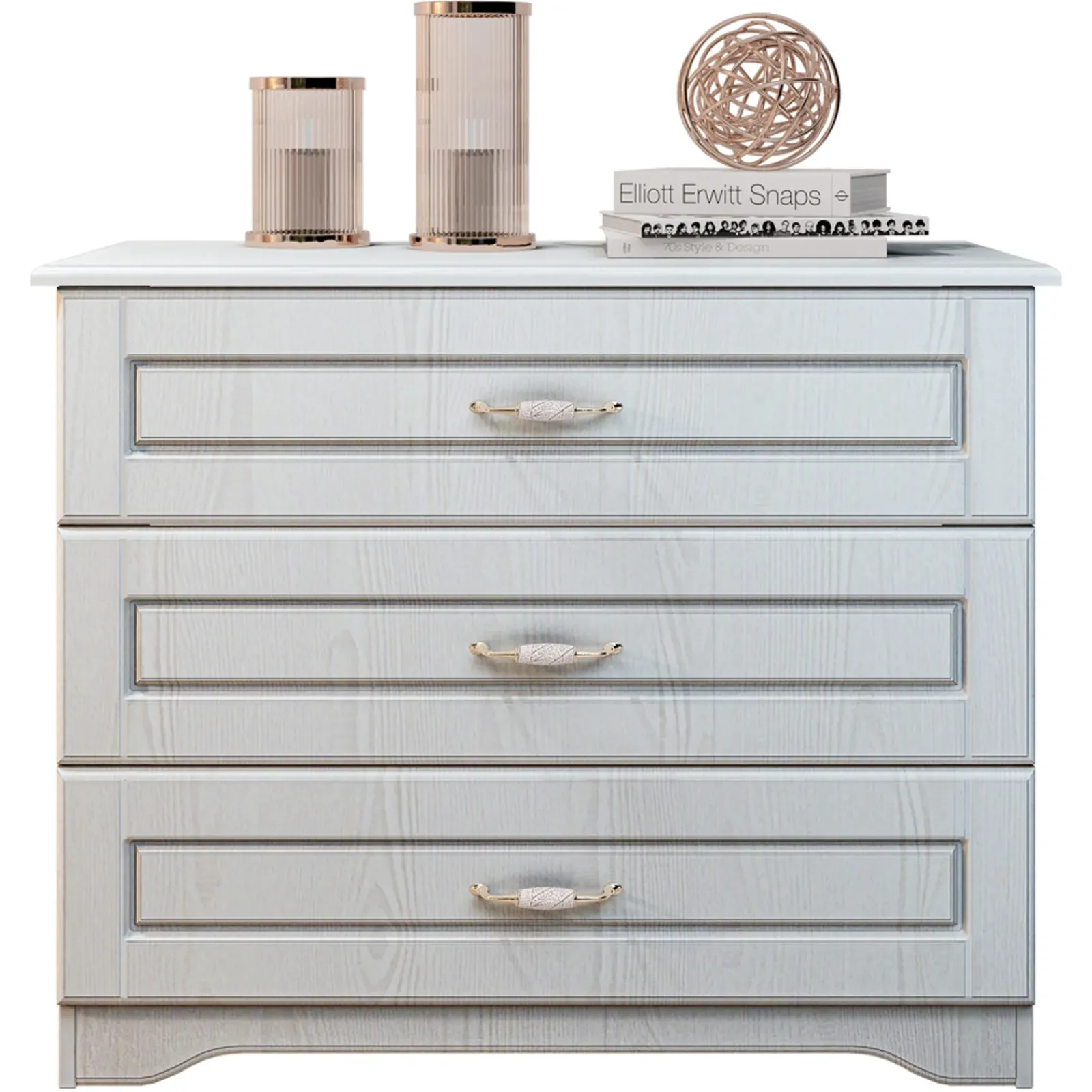 Garnero Arredamenti Comò|Comò-Comò classico 99x78h cm 3 cassetti bianco opaco Friuli