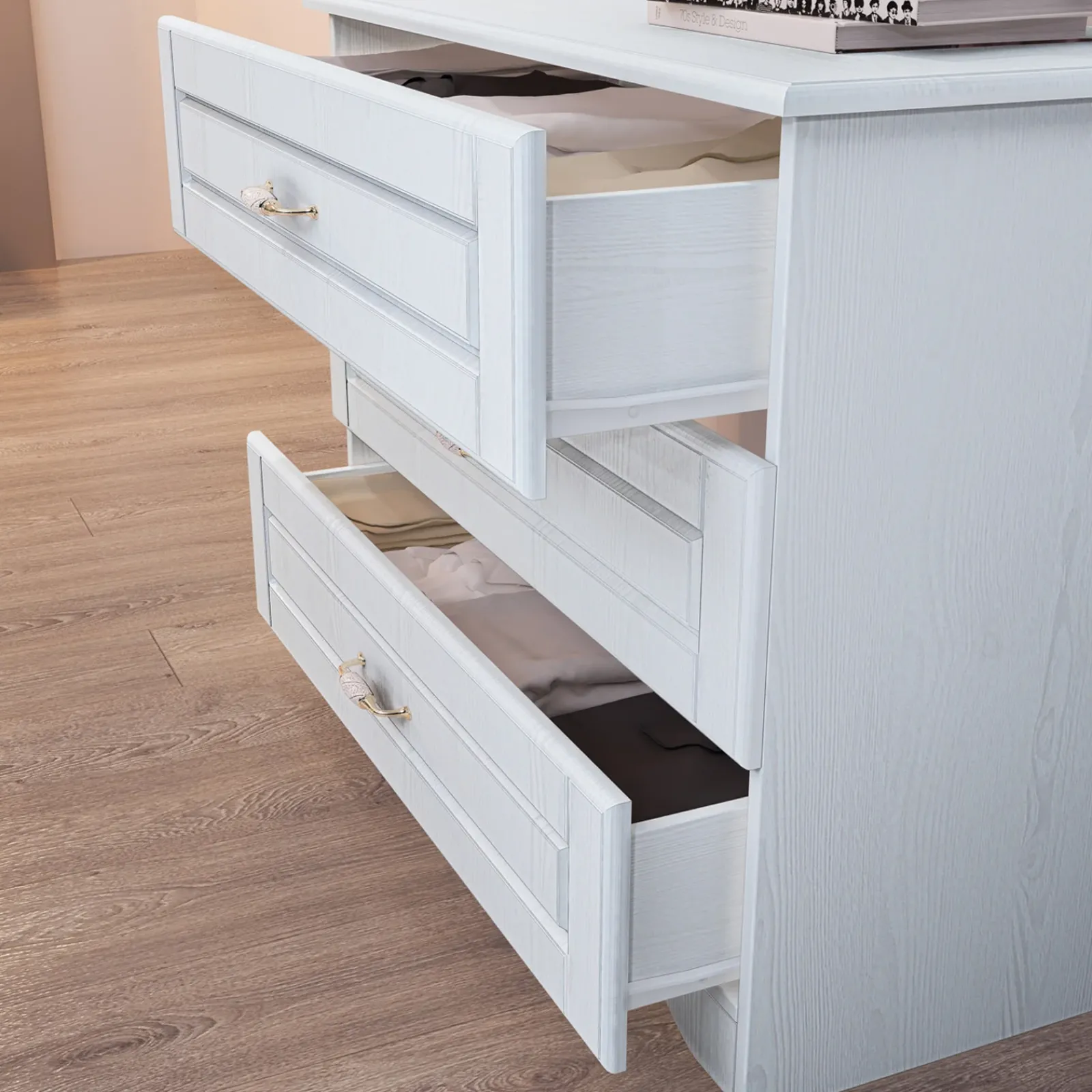 Garnero Arredamenti Comò|Comò-Comò classico 99x78h cm 3 cassetti bianco opaco Friuli