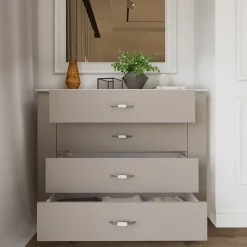 Garnero Arredamenti Comò Cameretta|Comò-Comò moderno 117x92h cm 4 cassetti beige cashmere Emporio