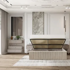 Garnero Arredamenti Comò Cameretta|Comò-Comò moderno 117x92h cm 4 cassetti beige cashmere Emporio