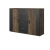 Garnero Arredamenti Comò|Comò-Comò moderno 132x94h cm con 4 cassetti e 2 ante rovere scuro nero Edric
