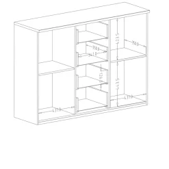 Garnero Arredamenti Comò|Comò-Comò moderno 132x94h cm con 4 cassetti e 2 ante rovere scuro nero Edric