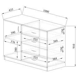 Garnero Arredamenti Comò Cameretta|Comò-Comò 100x91h cm 1 anta con cassetti Piero Rovere Rustico