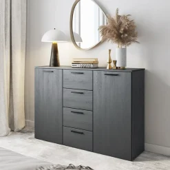 Garnero Arredamenti Comò Cameretta|Comò-Comò 132x93h cm 2 ante 4 cassetti Cortina Gihome® Ossido