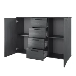 Garnero Arredamenti Comò Cameretta|Comò-Comò 132x93h cm 2 ante 4 cassetti Cortina Gihome® Ossido