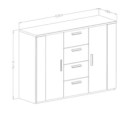 Garnero Arredamenti Comò|Comò-Comò 132x94h cm 2 ante con cassetti nero Vulcano Rovere
