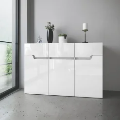 Garnero Arredamenti Comò Cameretta|Comò-Comò 120x81h cm 3 ante moderno bianco lucido Twilight