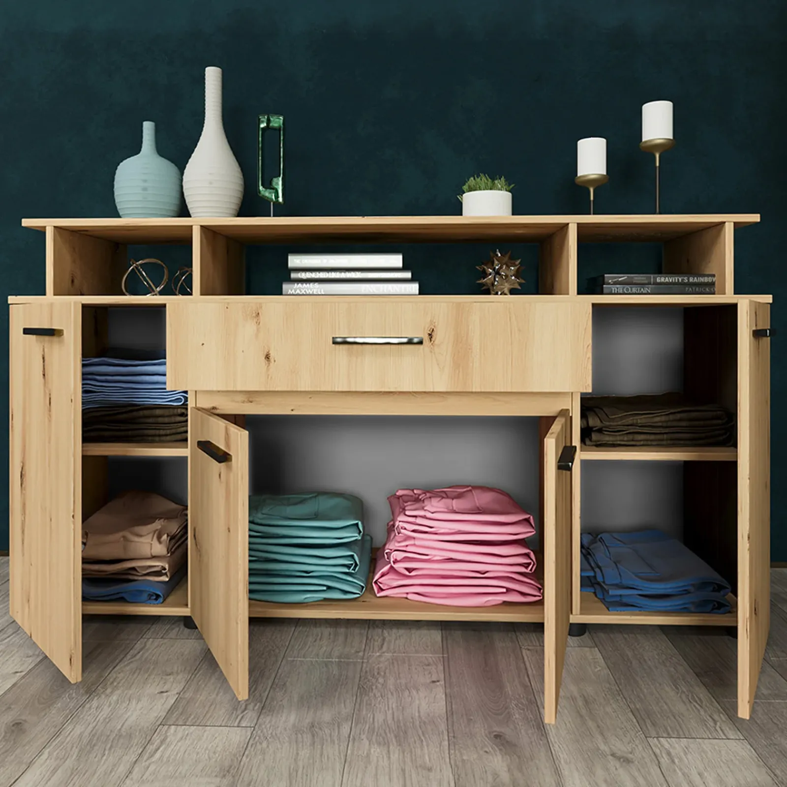 Garnero Arredamenti Comò|Comò-Comò 154x85h cm 4 ante moderno in Pippo Rovere Rustico