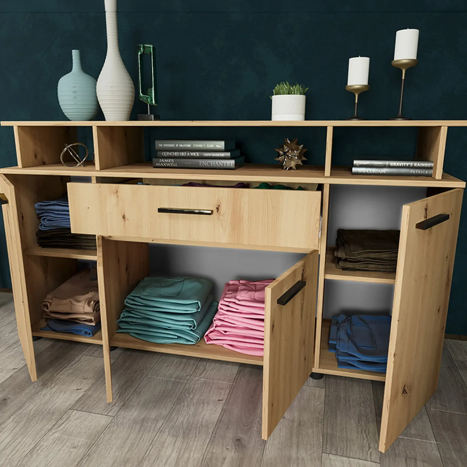 Garnero Arredamenti Comò|Comò-Comò 154x85h cm 4 ante moderno in Pippo Rovere Rustico