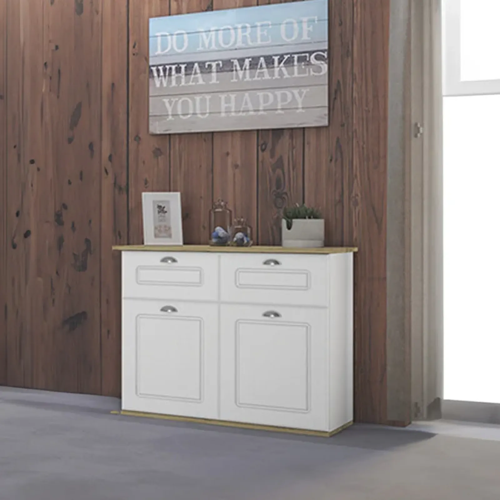 Garnero Arredamenti Comò Cameretta|Comò-Comò 83x72h cm 2 cassetti 2 ante shabby bianco opaco Loira