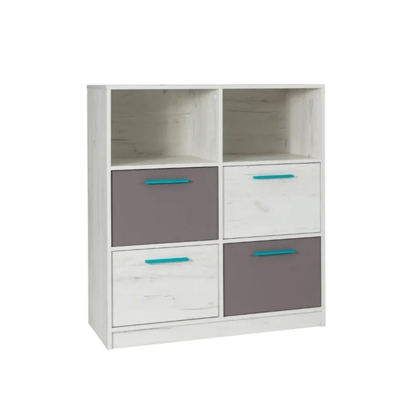 Garnero Arredamenti Comò Cameretta|Comò-Comò 97x86h cm 4 cassetti cameretta bianco pino grigio blu Maya Gihome®