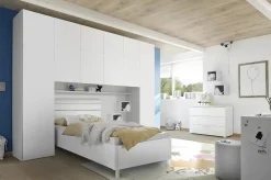 Garnero Arredamenti Comò Cameretta|Comò-Comò 104x80h cm 3 cassetti con maniglie bianche moderno bianco Enjoy Bianco Opaco - Bianco