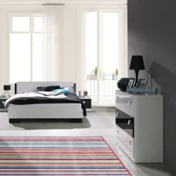 Garnero Arredamenti Comò Cameretta|Comò-Comò 92x88h cm 3 cassetti moderno bianco nero Jenny