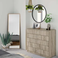 Garnero Arredamenti Comò Cameretta|Comò-Comò 80x92h cm 5 cassetti moderno sonoma Saviano Rovere