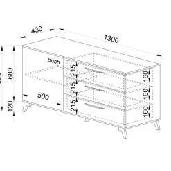 Garnero Arredamenti Comò Cameretta|Comò-Comò 130x80h cm 3 cassetti moderno rovere antracite opaco Urbino