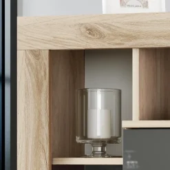 Garnero Arredamenti Comò Cameretta|Comò-Comò 120x90h cm 3 cassetti moderno rovere antracite lucido Senna