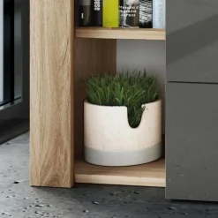 Garnero Arredamenti Comò Cameretta|Comò-Comò 120x90h cm 3 cassetti moderno rovere antracite lucido Senna