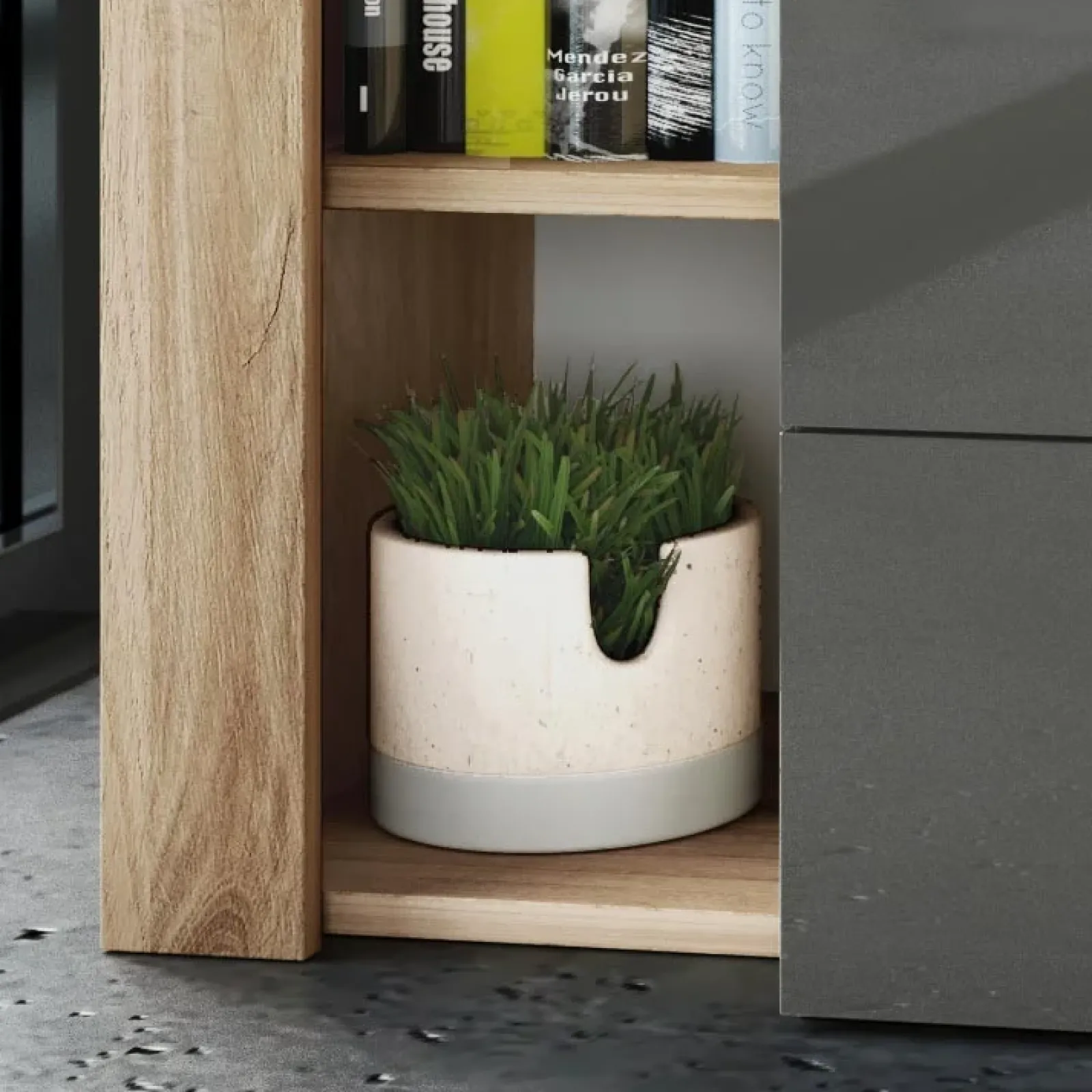 Garnero Arredamenti Comò Cameretta|Comò-Comò 120x90h cm 3 cassetti moderno rovere antracite lucido Senna