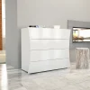 Garnero Arredamenti Comò Cameretta|Comò-Comò 98x82h cm 4 cassetti moderno bianco lucido Neve