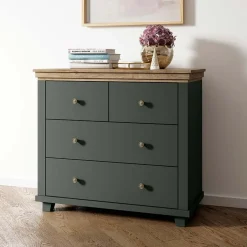 Garnero Arredamenti Comò Cameretta|Comò-Comò 90x81h cm 4 cassetti moderno verde quercia Texel
