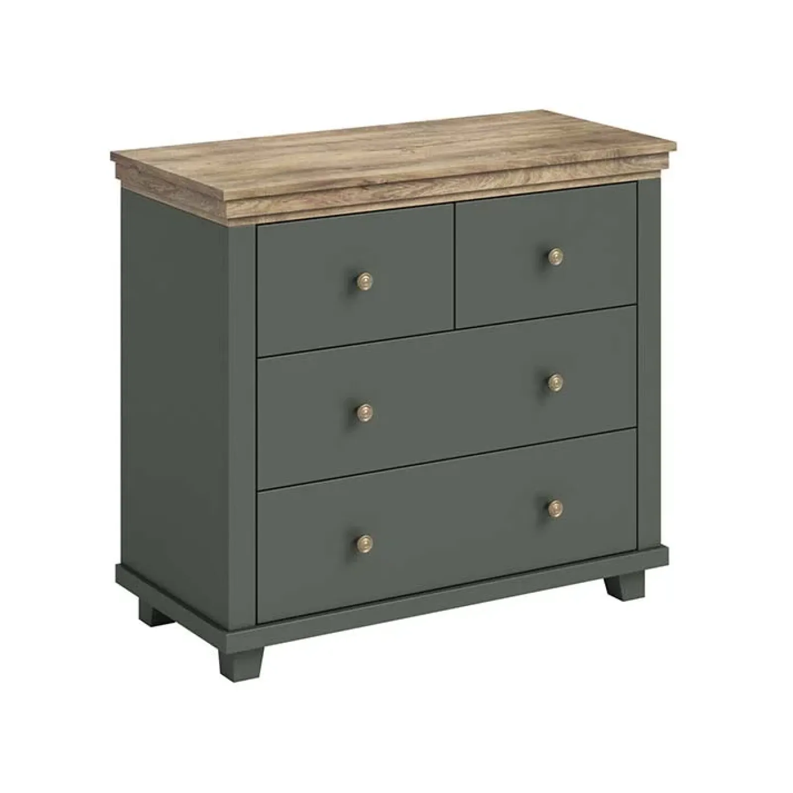 Garnero Arredamenti Comò Cameretta|Comò-Comò 90x81h cm 4 cassetti moderno verde quercia Texel