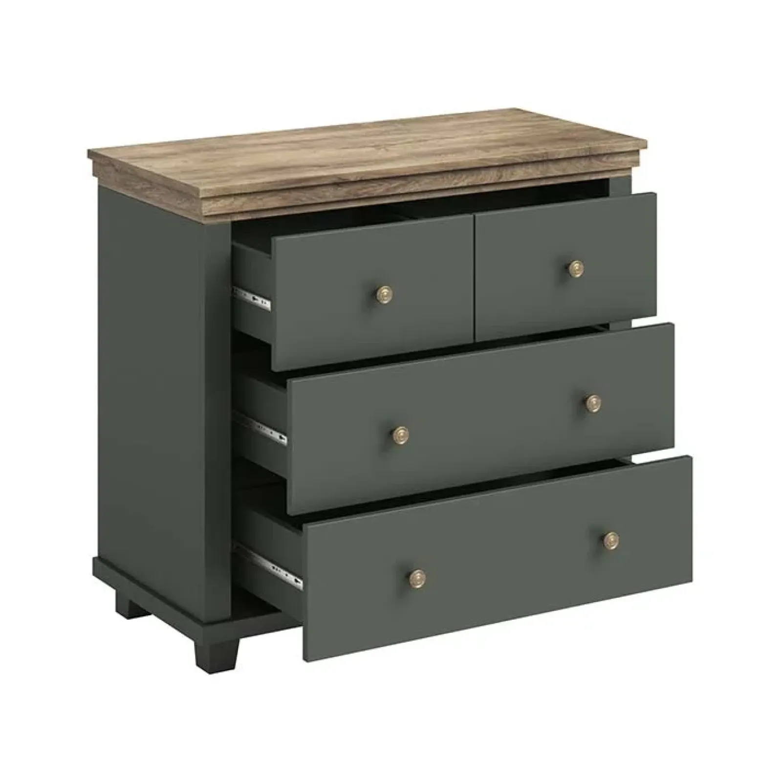 Garnero Arredamenti Comò Cameretta|Comò-Comò 90x81h cm 4 cassetti moderno verde quercia Texel