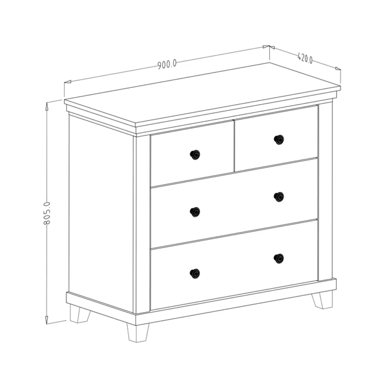 Garnero Arredamenti Comò Cameretta|Comò-Comò 90x81h cm 4 cassetti moderno verde quercia Texel