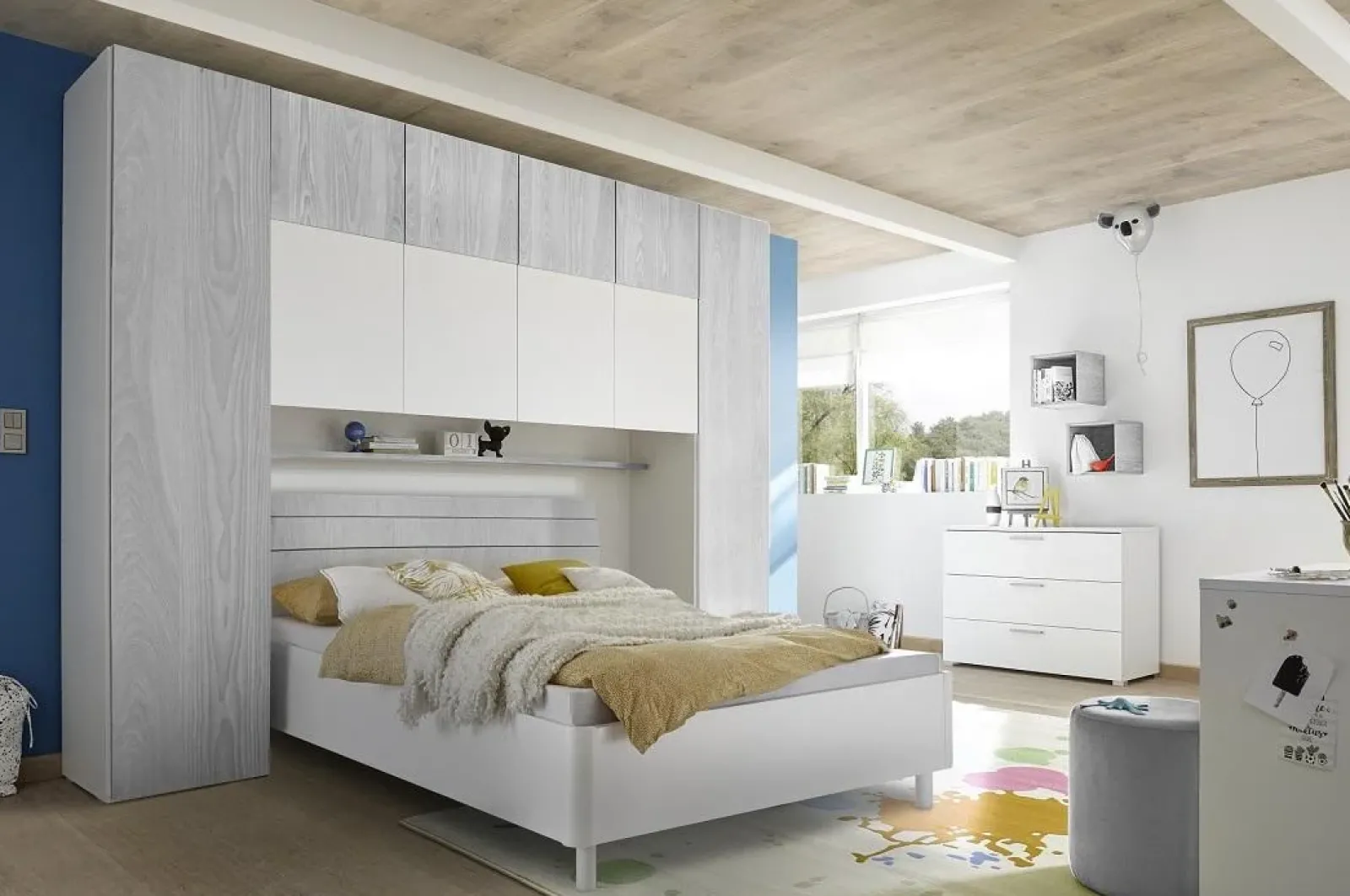 Garnero Arredamenti Comò Cameretta|Comò-Comò 104x80h cm 3 cassetti moderno bianco artico Enjoy Bianco Opaco - Grigio