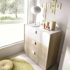 Garnero Arredamenti Comò Cameretta|Comò-Comò 81x81h cm 3 cassetti moderno rovere bianco Cairo