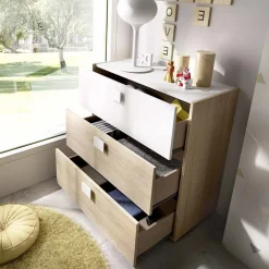 Garnero Arredamenti Comò Cameretta|Comò-Comò 81x81h cm 3 cassetti moderno rovere bianco Cairo