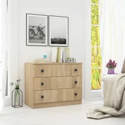 Garnero Arredamenti Comò Cameretta|Comò-Comò 70x57h cm 3 cassetti moderno rovere Estelle