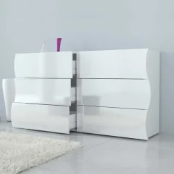 Garnero Arredamenti Comò Cameretta|Comò-Comò 155x82h cm 6 cassetti moderno bianco lucido Sea Gihome®