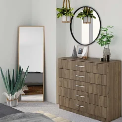 Garnero Arredamenti Comò|Comò-Comò 80x92h cm 5 cassetti moderno Saviano Noce