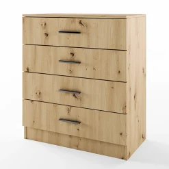 Garnero Arredamenti Comò Cameretta|Comò-Comò 80x91h cm 4 cassetti moderno Cavour Gihome® Rovere Rustico