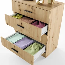 Garnero Arredamenti Comò Cameretta|Comò-Comò 80x91h cm 4 cassetti moderno Cavour Gihome® Rovere Rustico