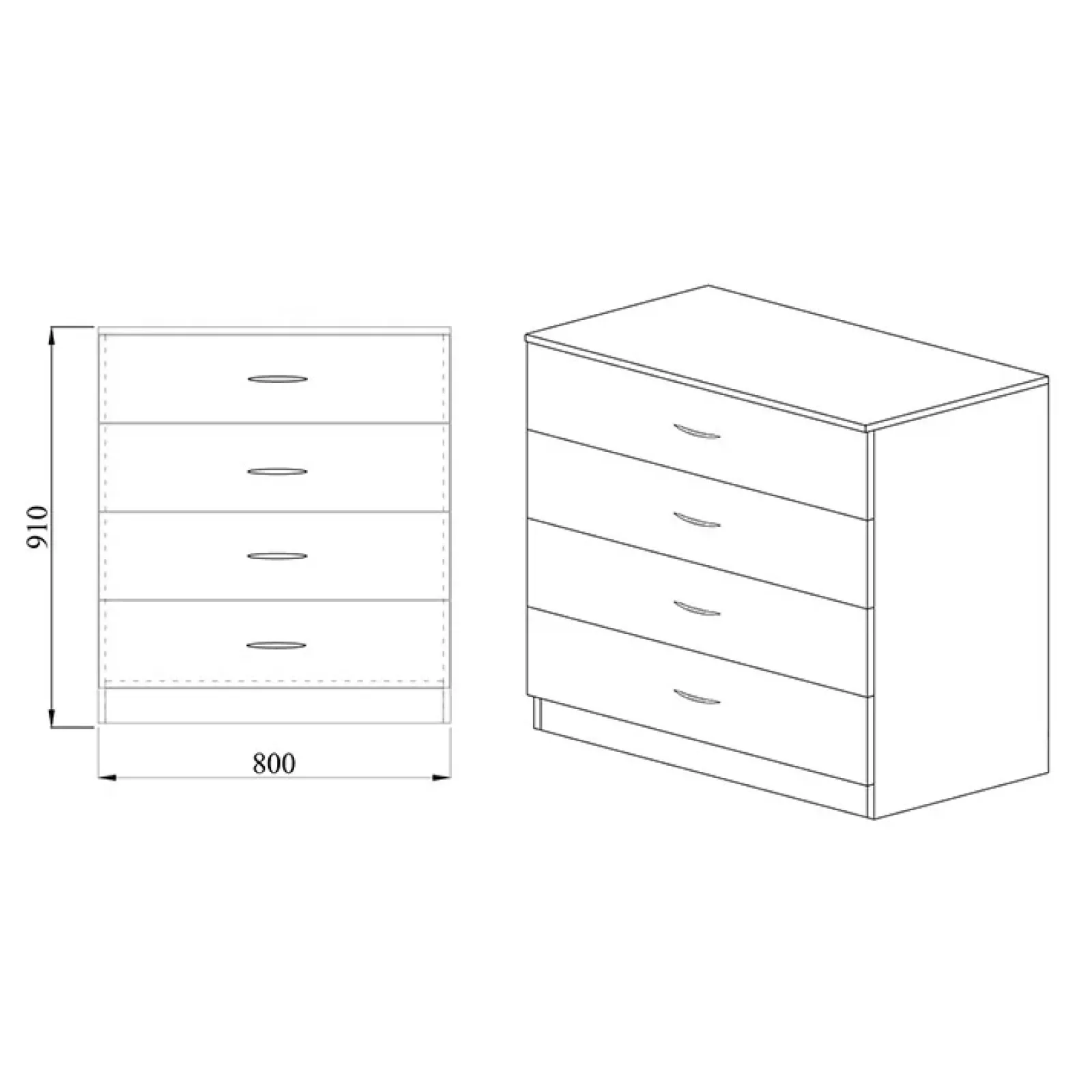 Garnero Arredamenti Comò Cameretta|Comò-Comò 80x91h cm cassetti moderno Cavour Gihome® Noce