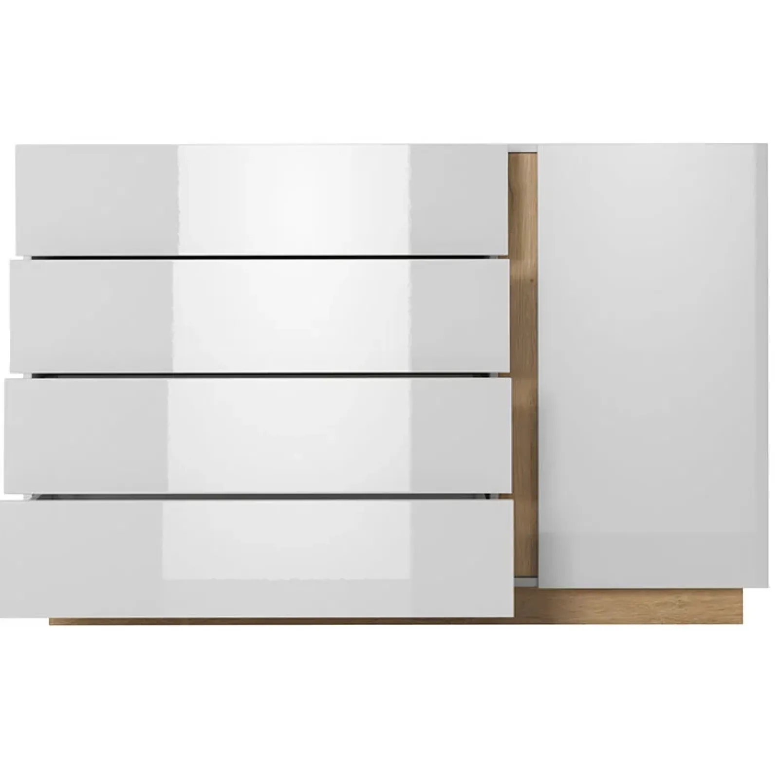 Garnero Arredamenti Comò Cameretta|Comò-Comò 138x91h cm con cassetti moderno bianco lucido rovere Noa