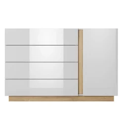 Garnero Arredamenti Comò Cameretta|Comò-Comò 138x91h cm con cassetti moderno bianco lucido rovere Noa