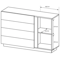 Garnero Arredamenti Comò Cameretta|Comò-Comò 138x91h cm con cassetti moderno bianco lucido rovere Noa
