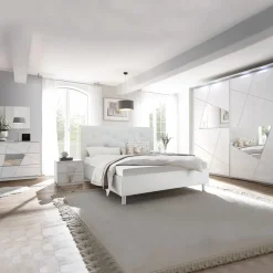Garnero Arredamenti Comò Cameretta|Comò-Comò 104x85h cm moderno bianco opaco frassinato con serigrafia e specchio Olimpo