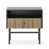 Garnero Arredamenti Comodini Cameretta|Comò-Comodino con 1 cassetto 55x52h cm moderno nero rovere cannettato Iulia