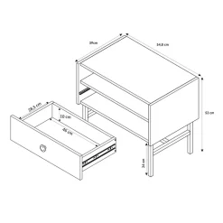 Garnero Arredamenti Comodini Cameretta|Comò-Comodino con 1 cassetto 55x52h cm moderno nero rovere cannettato Iulia