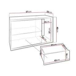 Garnero Arredamenti Comodini Cameretta|Comò-Comodino moderno 57x40h cm 2 cassetti con vano bianco Bird