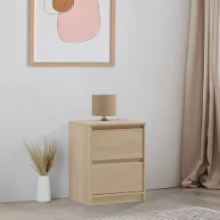 Garnero Arredamenti Comodini Cameretta|Comò-Comodino moderno 47x40h cm 2 cassetti rovere Funny