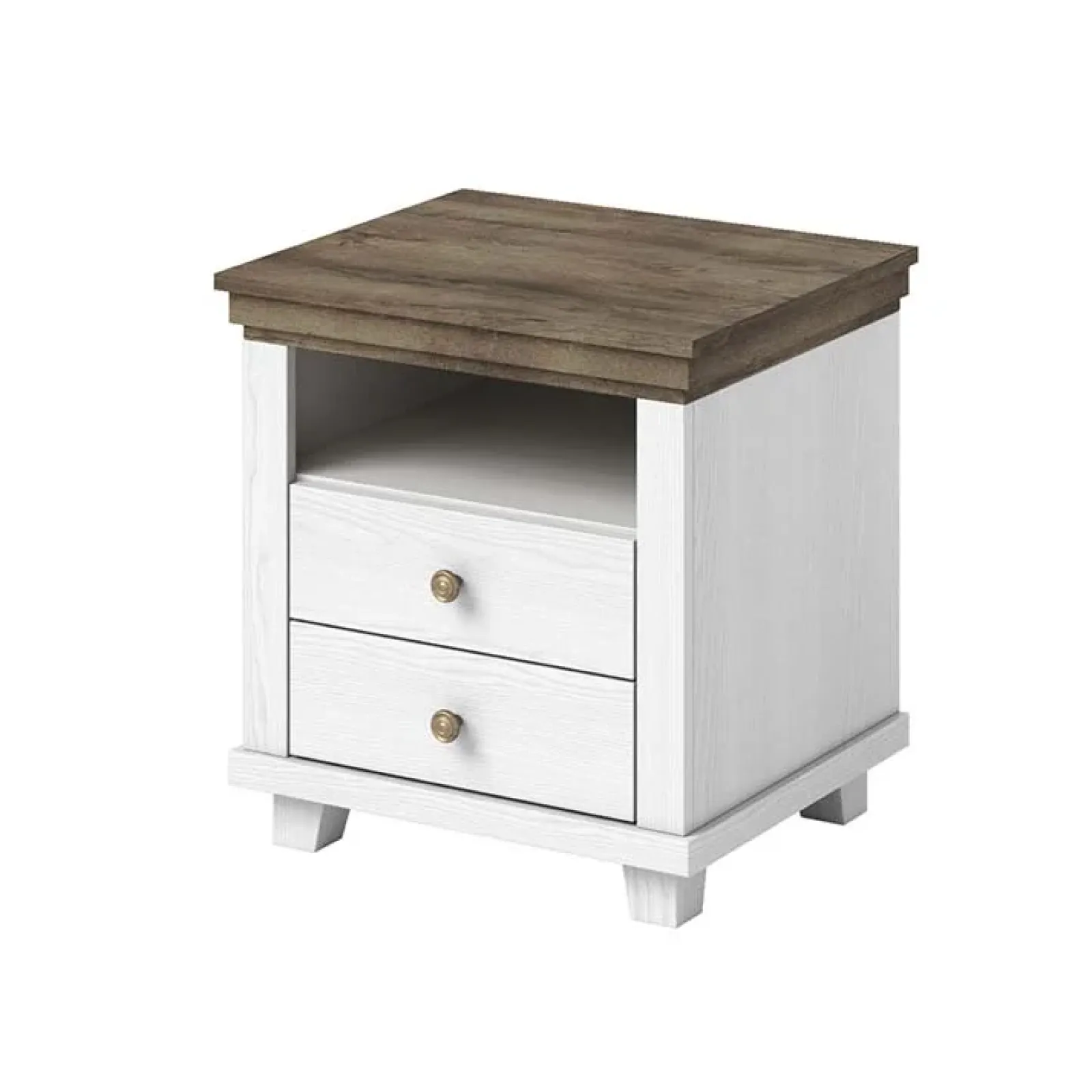 Garnero Arredamenti Comodini Cameretta|Comò-Comodino 52x54h cm 2 cassetti moderno quercia Texel Bianco Frassinato