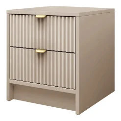 Garnero Arredamenti Comodini|Comò-Comodino 35x40h cm 2 cassetti cannettato Athena Beige