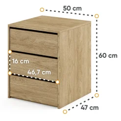 Garnero Arredamenti Comodini|Comò-Comodino 50x60h cm 3 cassetti Ombra Rovere