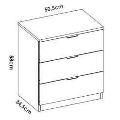 Garnero Arredamenti Comodini|Comò-Comodino 50x58h cm 3 cassetti moderno bianco opaco Manuel